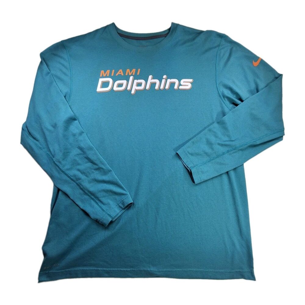 Miami Dolphins Sz XL Nike DriFit Apparel Long Sleeve Shirt Aqua Men NFL Football